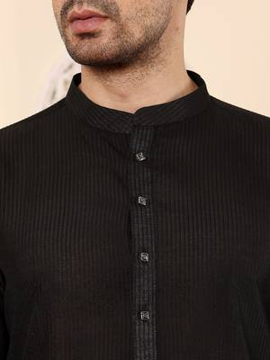 Black viscose embroidered kurta pajama 4