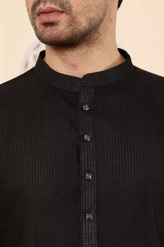 Black viscose embroidered kurta pajama