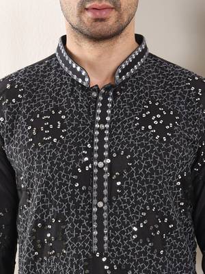 Grey viscose embroidered kurta pajama 5
