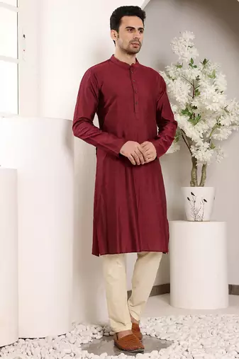 Black viscose embroidered kurta pajama