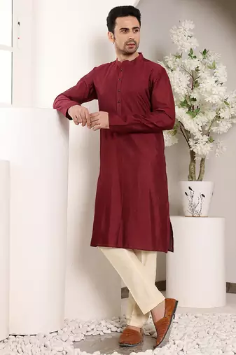 Black viscose embroidered kurta pajama