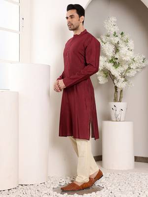 Black viscose embroidered kurta pajama 3