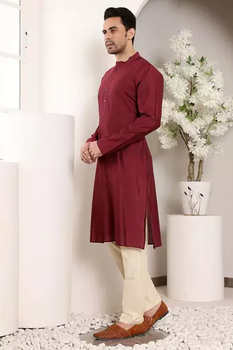 Black viscose embroidered kurta pajama