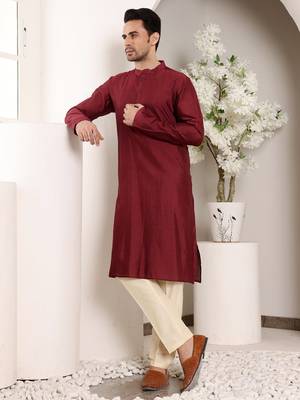 Black viscose embroidered kurta pajama 4