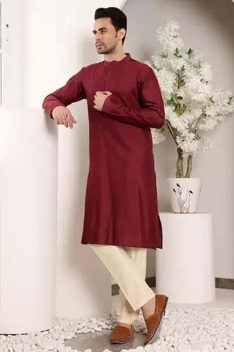 Black viscose embroidered kurta pajama