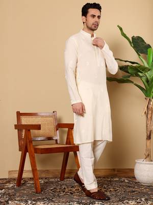 Black viscose embroidered kurta pajama 2