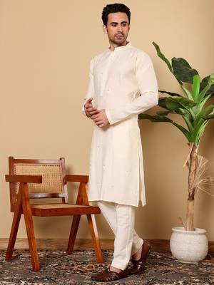 Black viscose embroidered kurta pajama 3