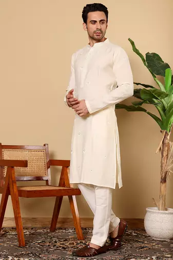 Black viscose embroidered kurta pajama