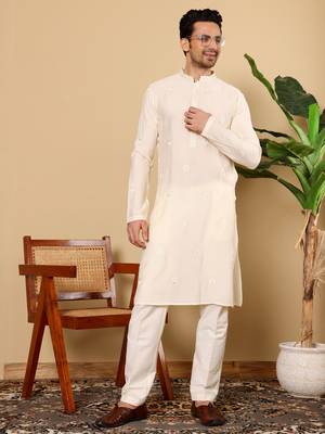 Black viscose embroidered kurta pajama 4