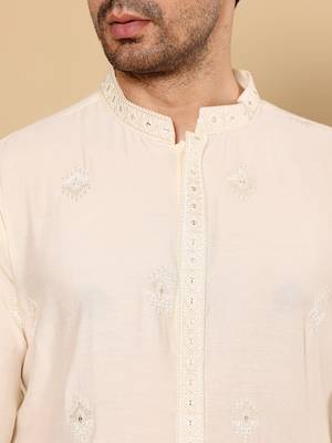 Black viscose embroidered kurta pajama 5