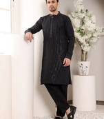 Cream viscose embroidered kurta pajama