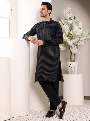 Cream viscose embroidered kurta pajama 2