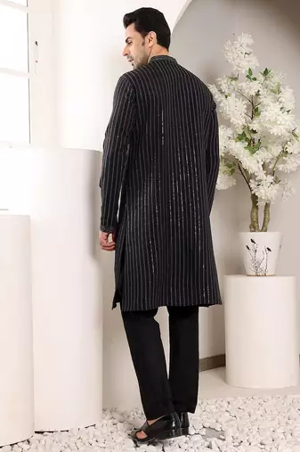 Cream viscose embroidered kurta pajama