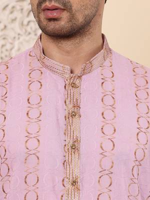 Cream viscose embroidered kurta pajama 5