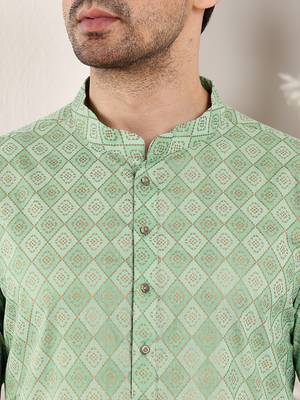 Cream cotton embroidered kurta pajama 5