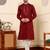 Off white viscose embroidered kurta pajama
