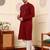 Off white viscose embroidered kurta pajama