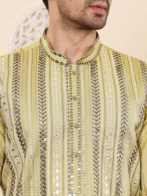 Cream cotton embroidered kurta pajama 5