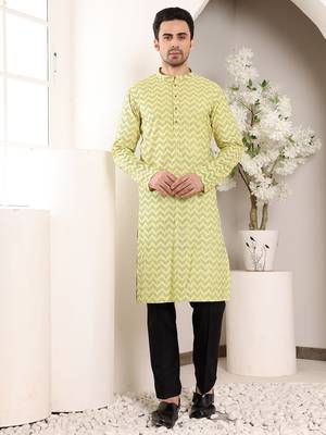 Off white viscose embroidered kurta pajama 1