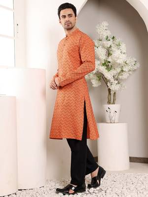 Off white viscose embroidered kurta pajama 4