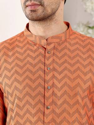 Off white viscose embroidered kurta pajama 5