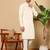 Cream cotton embroidered kurta pajama