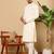 Cream cotton embroidered kurta pajama