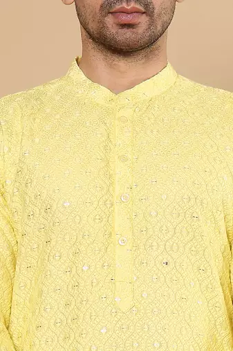 Black cotton embroidered kurta pajama