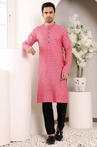 Black cotton embroidered kurta pajama