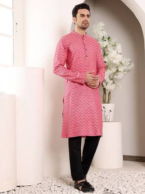 Black cotton embroidered kurta pajama 3
