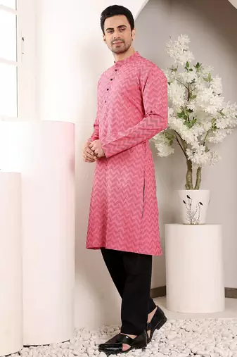 Black cotton embroidered kurta pajama