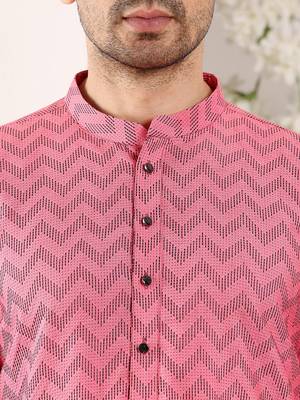 Black cotton embroidered kurta pajama 5