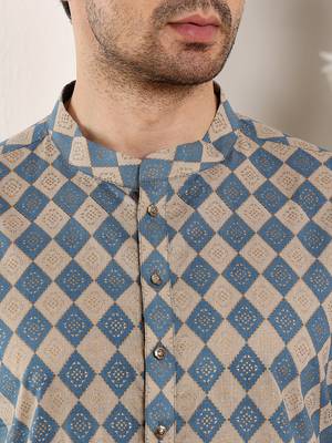 Off white silk embroidered kurta pajama 1