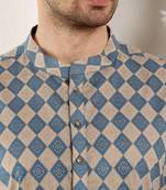 Off white silk embroidered kurta pajama