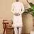 Off white silk embroidered kurta pajama