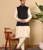 Black cotton embroidered kurta pajama