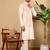 Cream cotton embroidered kurta pajama