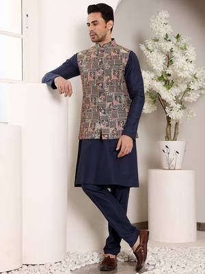 Cream cotton embroidered kurta pajama 2