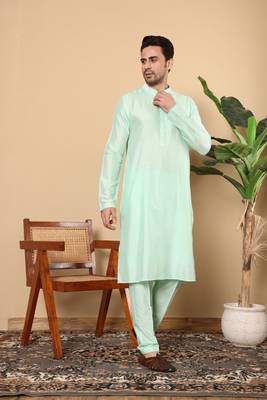 Off white viscose embroidered kurta pajama 2