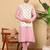 Pink viscose embroidered pajama