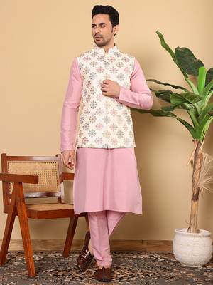 Pink viscose embroidered pajama 2