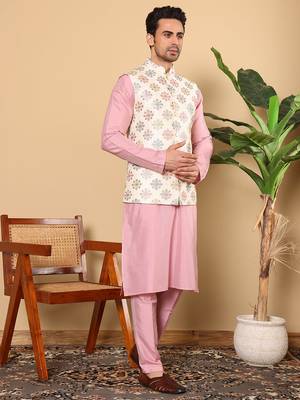 Pink viscose embroidered pajama 3