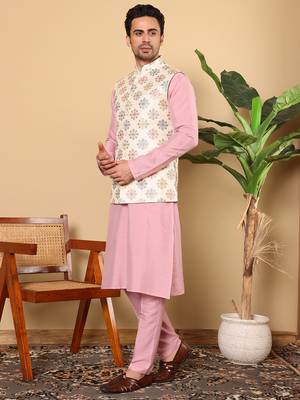 Pink viscose embroidered pajama 4