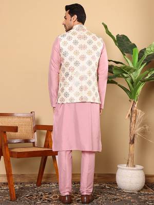 Pink viscose embroidered pajama 5