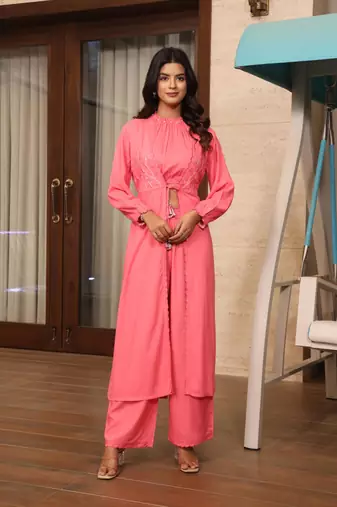 Rose pink rayon cord set