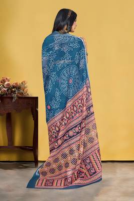 Grey Linen Digital Printed Saree With Blouse Piece  5