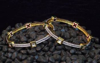 Elegant kundan and zircon stud bangles 1