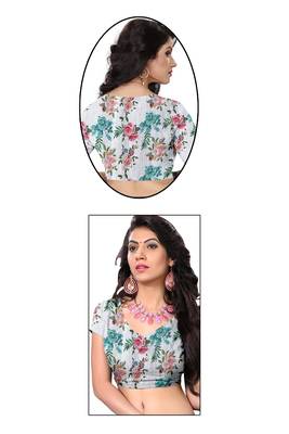  White Floral Digital Printed Saree 5