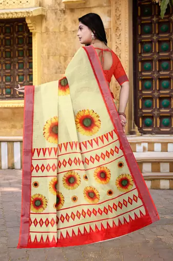  Mustard Floral Digital Printed Saree