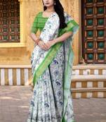  Green Floral Digital Printed Saree